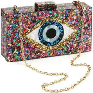 Acrylic Clutch Purses: Multicolor Eyes , Glitter Box Clutch -